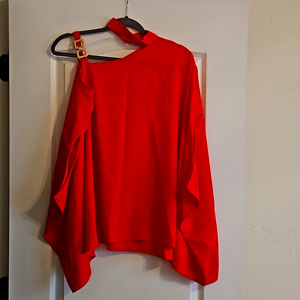 NEW Unworn Orange Red with gold design neck strap CHIC ME Top
